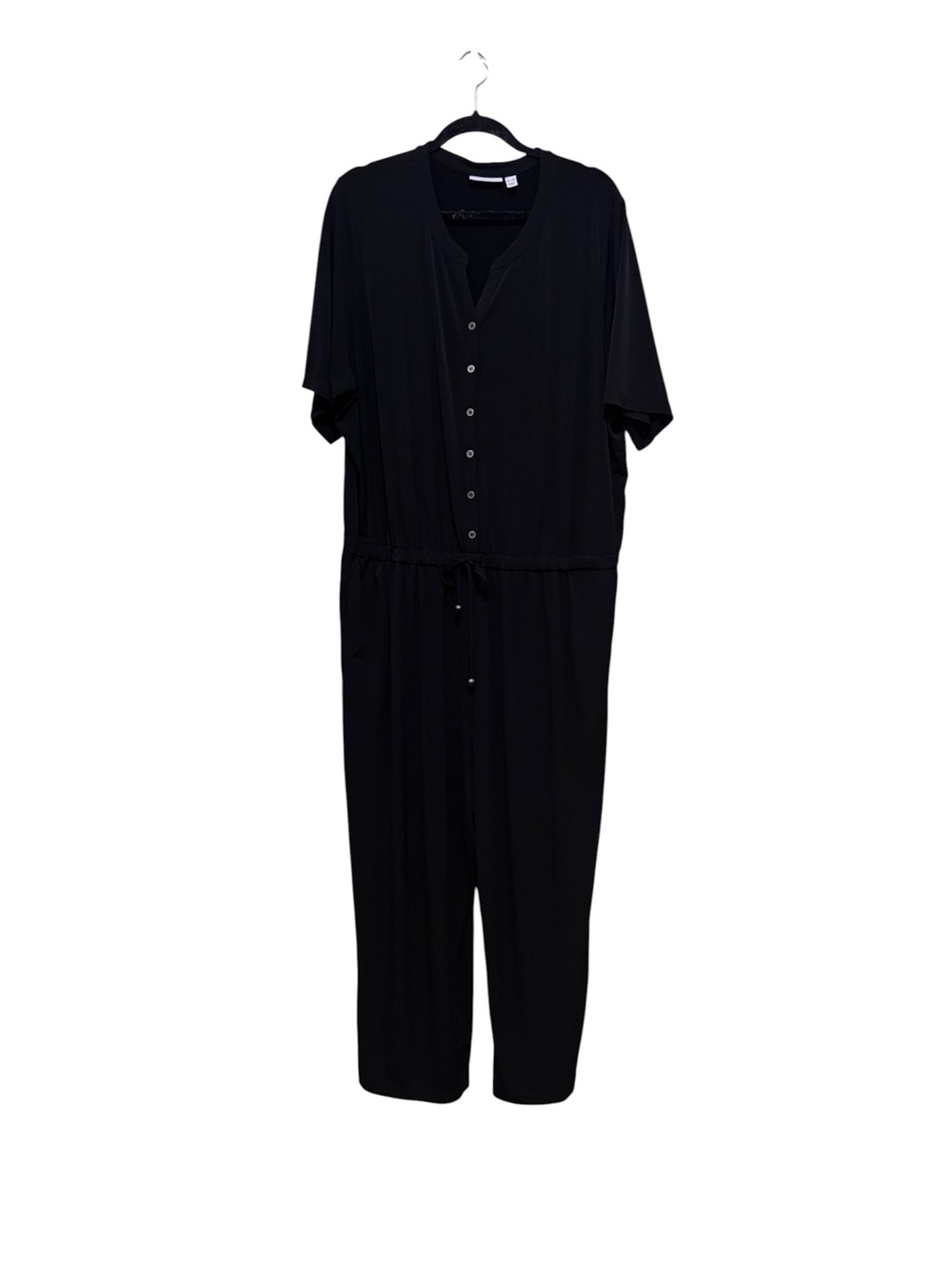 Women's Black Button-Front‎ Jumpsuit